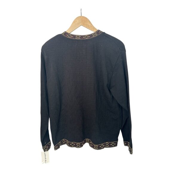 Alfred Dunner Women's Black Cardigan with accents | Sz L Made in USA | NWT - Picture 2 of 6